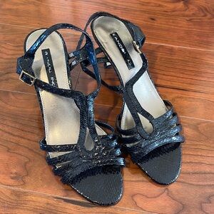 Bandolino Black Open Toe Kitten High Heels Shoes